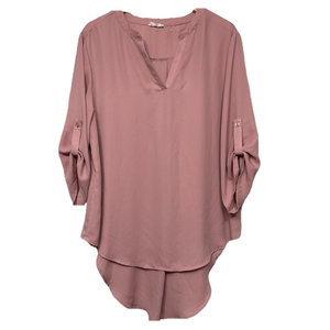 LOANNA Women’s High Low Roll Tab Blouse‎ Plus Size 1X